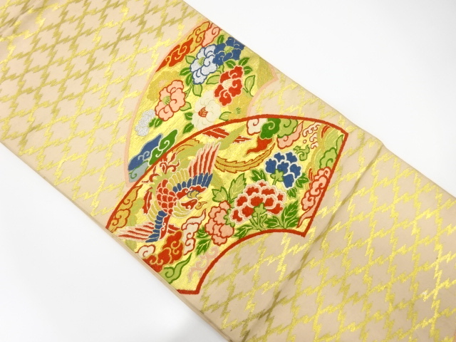 JAPANESE KIMONO / ANTIQUE FUKURO OBI / SILK / WOVEN PHOENIX & CAMELLIA